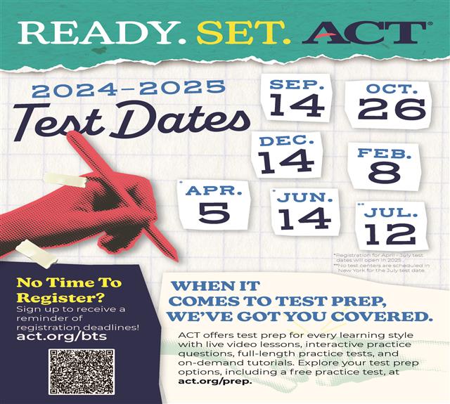 ACT national test dates flier ACT national test dates flier